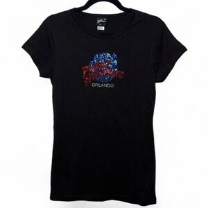Vintage 90s Planet Hollywood Orlando Black Rhinestone T-Shirt Women’s Large